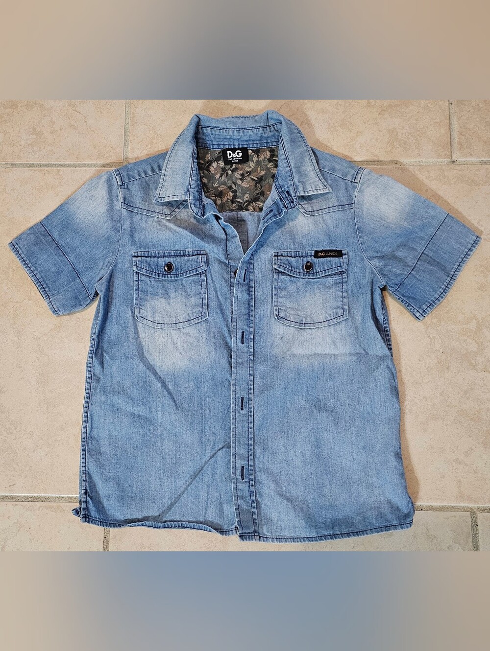 Dolce & Gabbana Junior Light Blue Short-Sleeve Denim Shirt Size 6